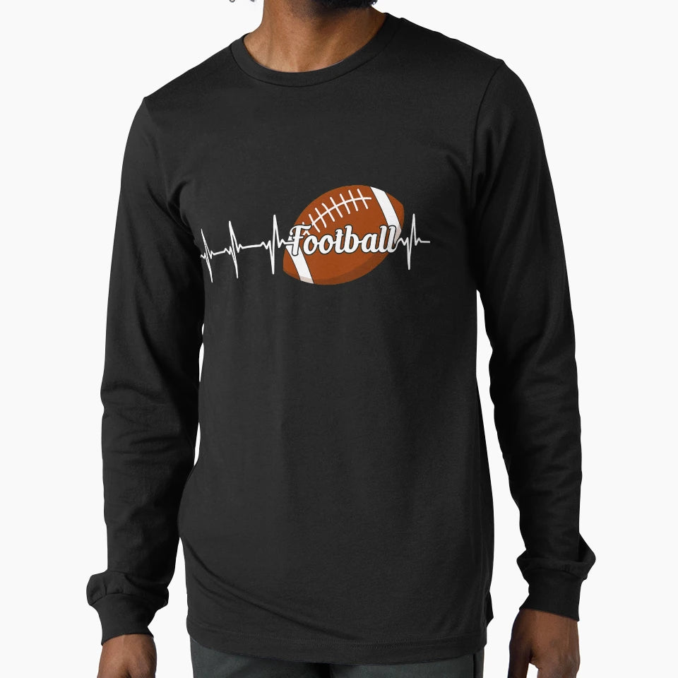 Football Heartbeat T-Shirt - Casual Everyday Wear Unisex - T-Shirt, Sweatshirt, Hoodie