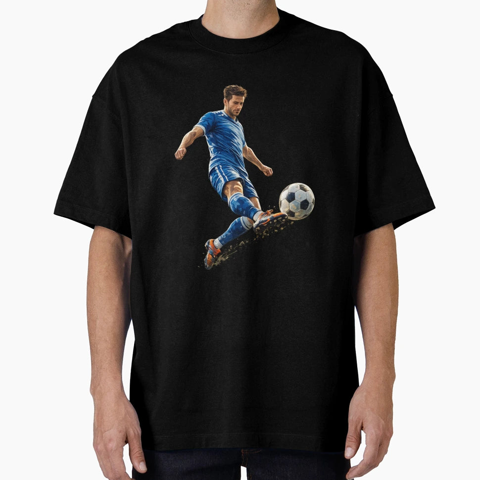 Dynamic Football Action T-Shirt - Aesthetic Graphic Men Women - T-Shirt, Sweatshirt, Hoodie