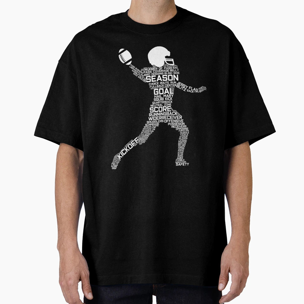 Funny Football Player Silhouette T-Shirt - Fun Novelty Design Men Women - T-Shirt, Sweatshirt, Hoodie
