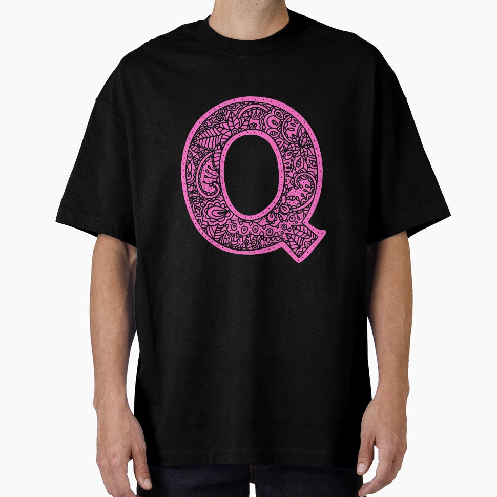 Q Monogram Mandala Zentangle T-Shirt - Unique Graphic Men Women - T-Shirt, Sweatshirt, Hoodie