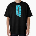 Letter Q Monogram Letter Art Cyan Blue T-Shirt - Unique Graphic for Adults - T-Shirt, Sweatshirt, Hoodie