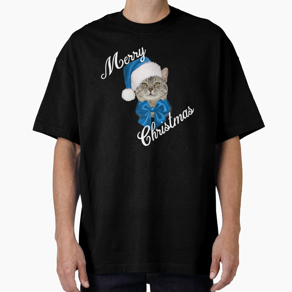 Holiday Cat Santa Blue by wilsonellis - Adult & Kids T-Shirts, Sweatshirts & Hoodies apparel design preview 1