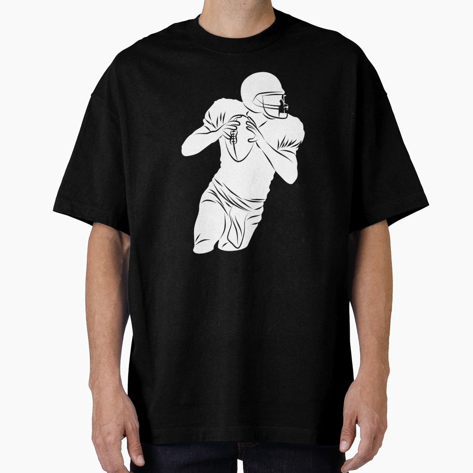 Football Player Hold Football And Side T-Shirt - Novelty Apparel Unisex - T-Shirt, Sweatshirt, Hoodie