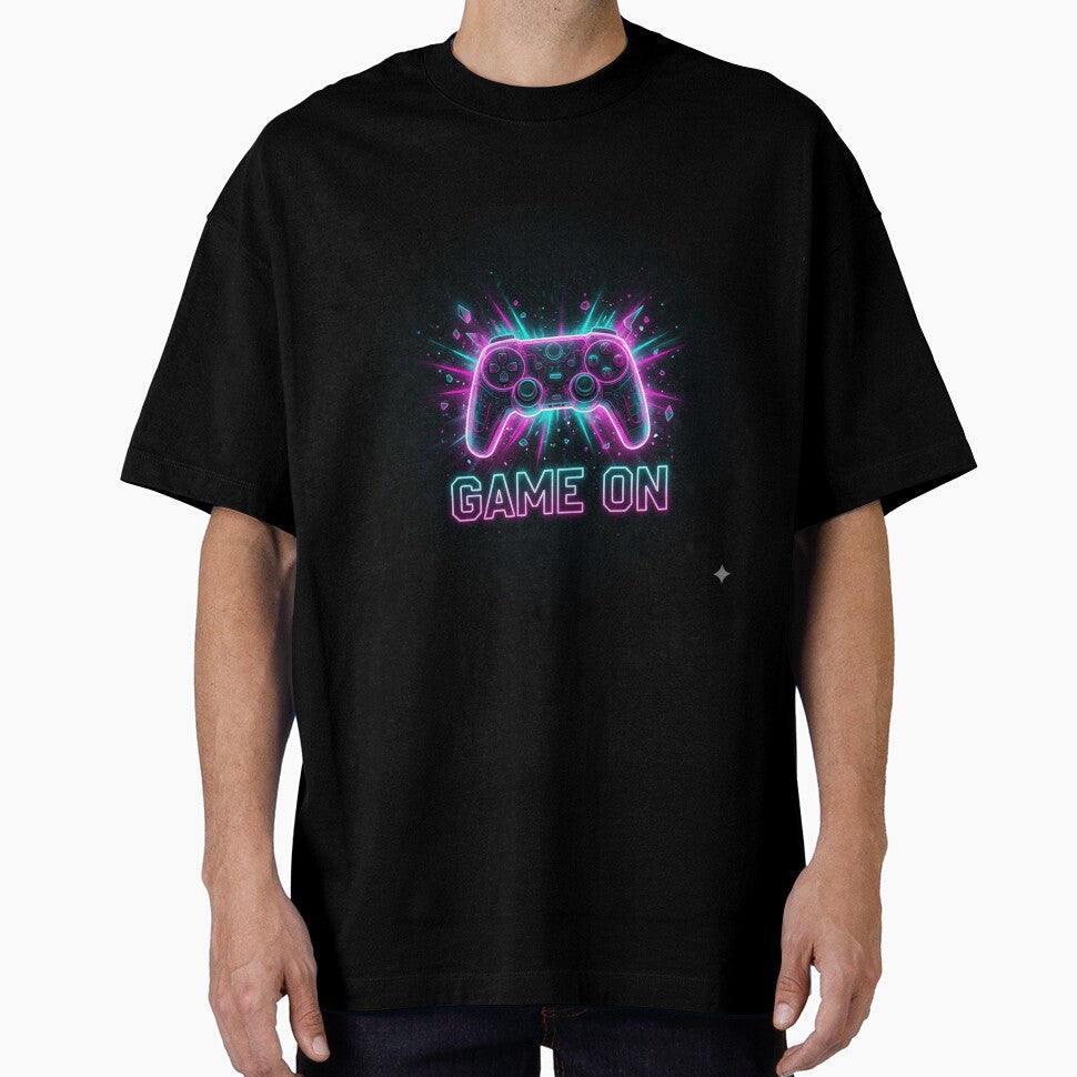 Game On Neon Gaming Controller Cyberpunk Gamer Design - Adult & Kids T-Shirts, Sweatshirts & Hoodies apparel design preview 1