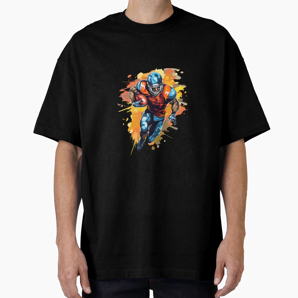 Artistic Cartoon Football Player Painting T-Shirt - Unique Graphic Unisex - T-Shirt, Sweatshirt, Hoodie