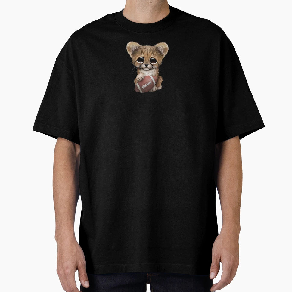 Cheetah Cub Playing Football T-Shirt - Custom Art Print for Adults - T-Shirt, Sweatshirt, Hoodie