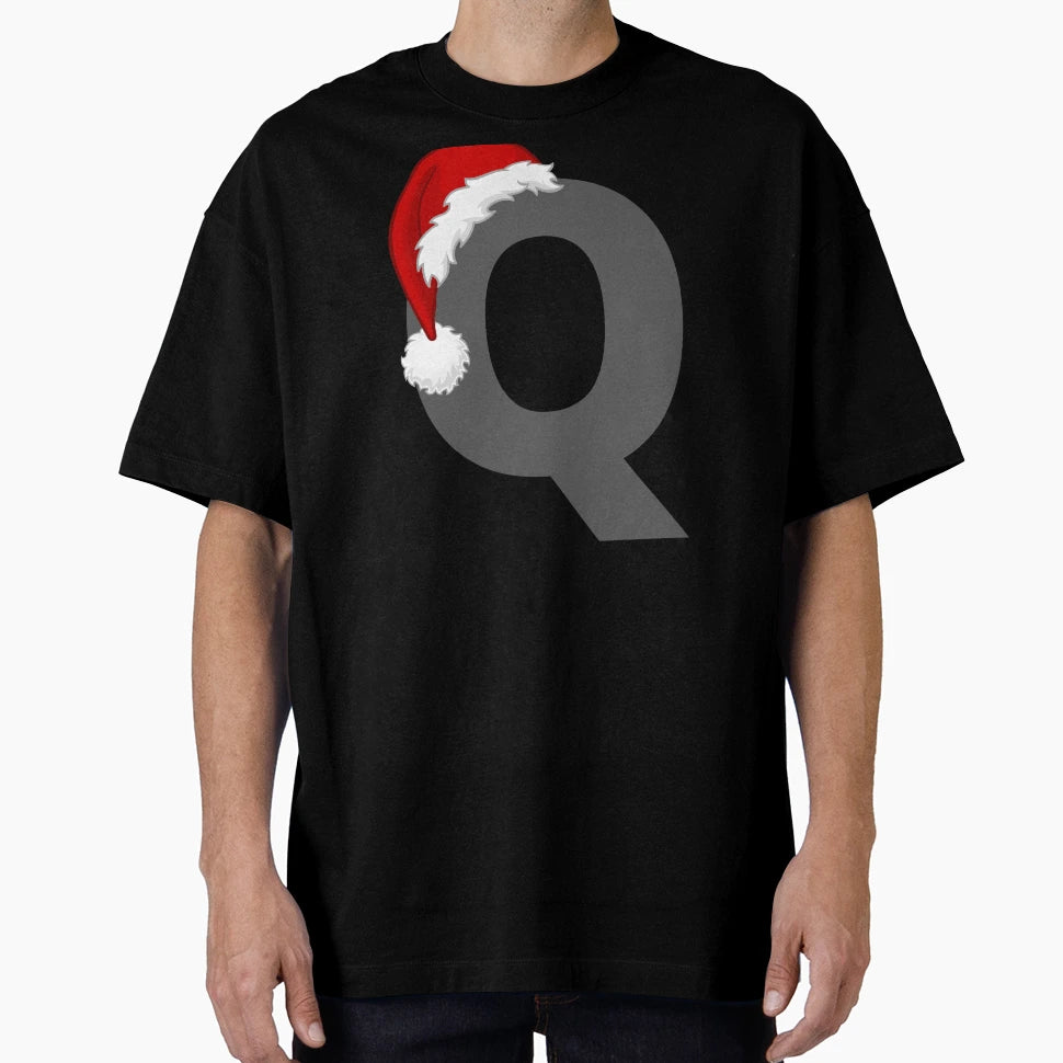 Letter Q Santa Hat T-Shirt - Novelty Apparel Unisex - T-Shirt, Sweatshirt, Hoodie