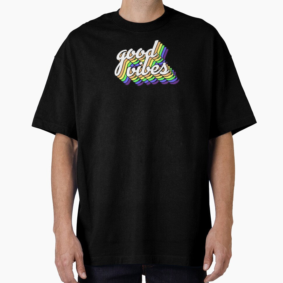 Good Vibes Rainbow Pride Typography by chrismanubag - Adult & Kids T-Shirts, Sweatshirts & Hoodies apparel design preview 1