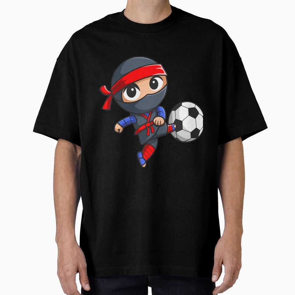 Chibi Ninja Kicking Soccer Ball T-Shirt - Graphic Print for Adults - T-Shirt, Sweatshirt, Hoodie
