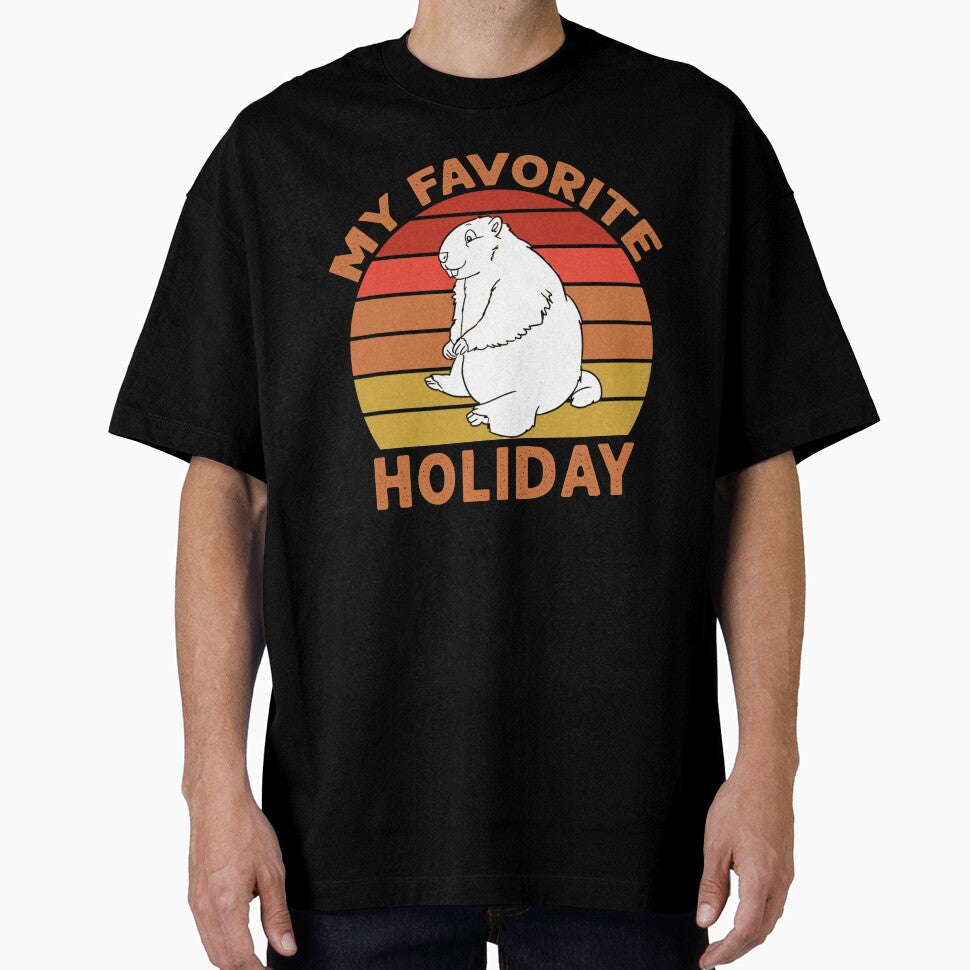 My Favorite Holiday Ground Hog Funny Groundhog Day by - Adult & Kids T-Shirts, Sweatshirts & Hoodies apparel design preview 1