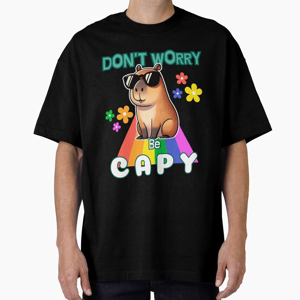 Don't Worry Be Capy Capybara Design by MrAmericana - Adult & Kids T-Shirts, Sweatshirts & Hoodies apparel design preview 1