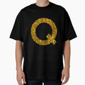Gold Letter Q Gold Glitter T-Shirt - Streetwear Style Unisex - T-Shirt, Sweatshirt, Hoodie