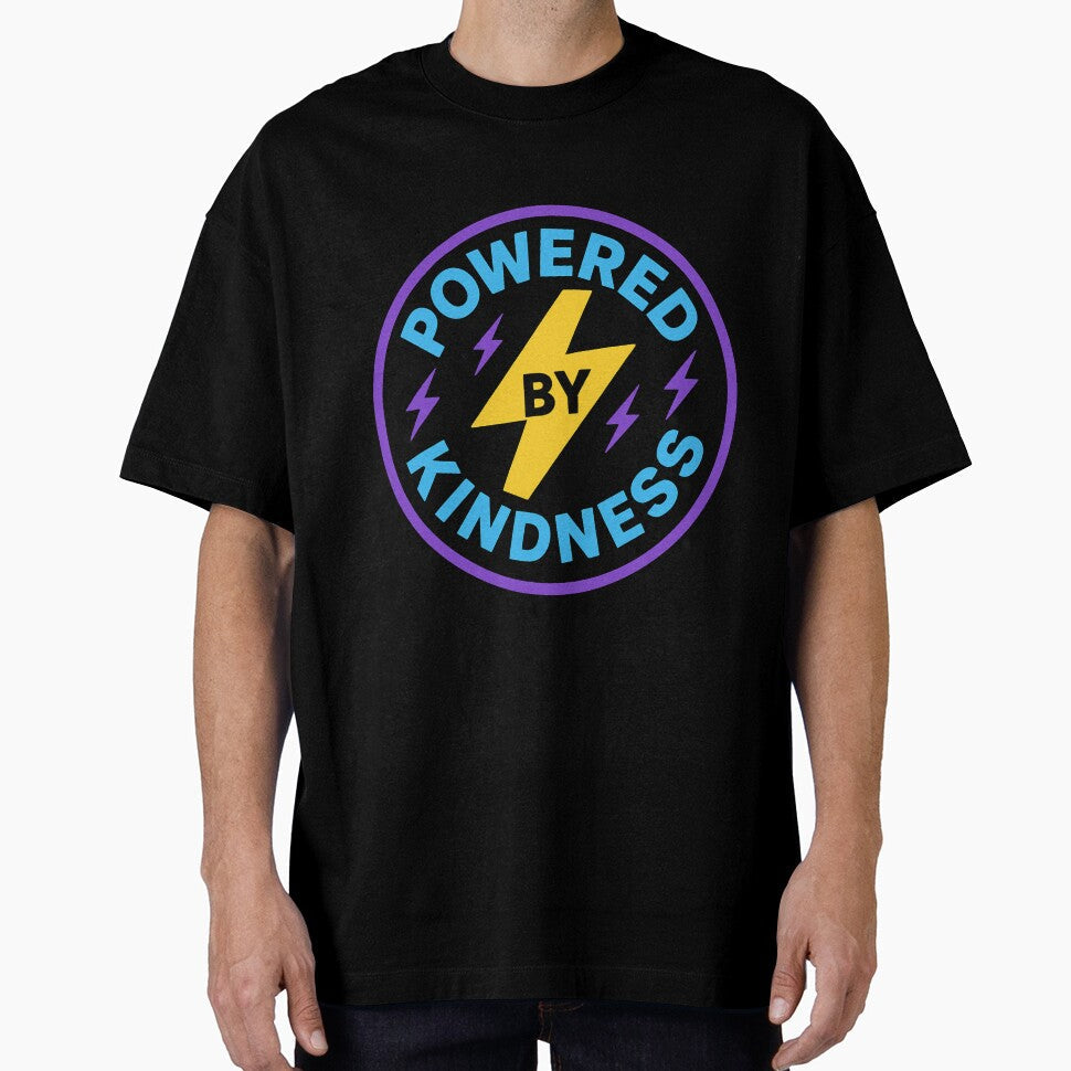 Powered by Kindness Lightning Bolt Retro Graphic - Adult & Kids T-Shirts, Sweatshirts & Hoodies apparel design preview 1