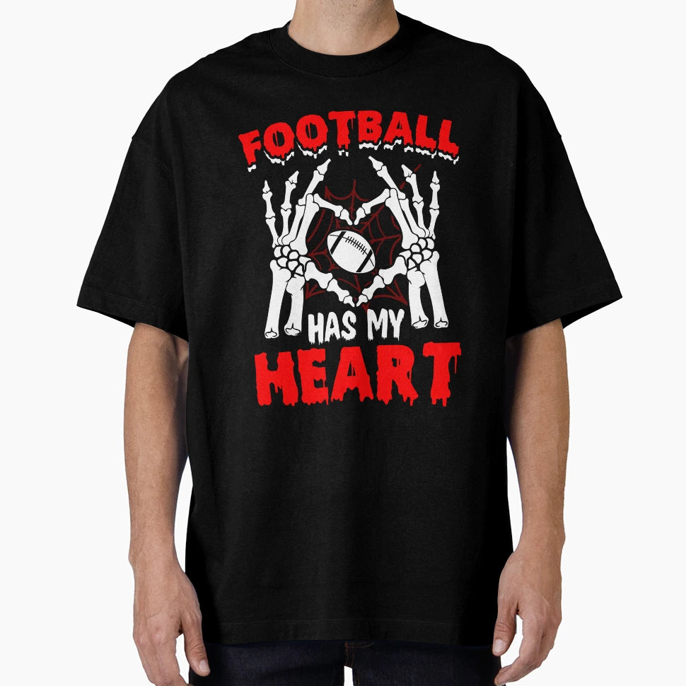 Football Has My Heart Halloween T-Shirt - Minimalist Print Men Women - T-Shirt, Sweatshirt, Hoodie