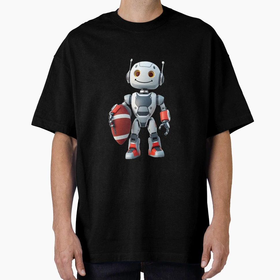 Smiling Robot Football Futuristic Ai T-Shirt - Casual Everyday Wear Unisex - T-Shirt, Sweatshirt, Hoodie