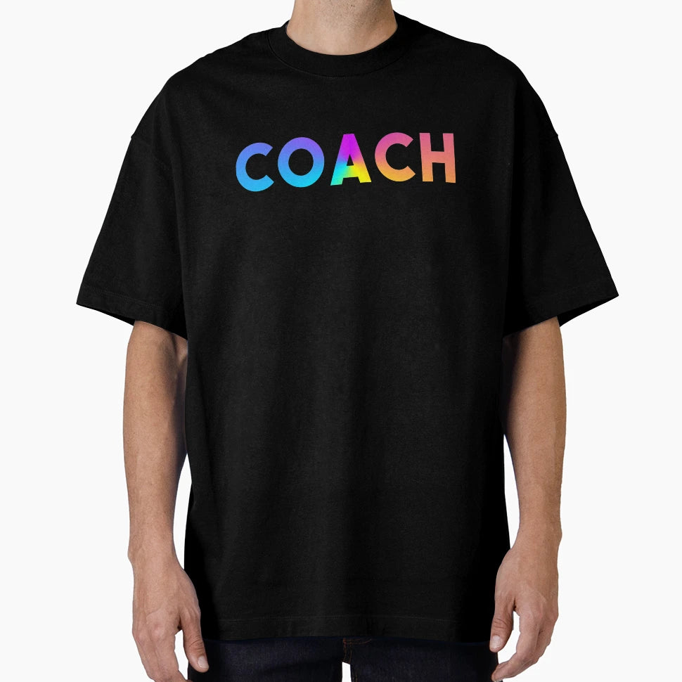 Coach Sports Logo Rainbow Motivation T-Shirt - Aesthetic Graphic Unisex - T-Shirt, Sweatshirt, Hoodie