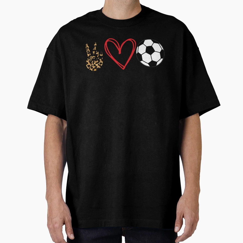 Peace Love Soccer T-Shirt - Minimalist Print Men Women - T-Shirt, Sweatshirt, Hoodie