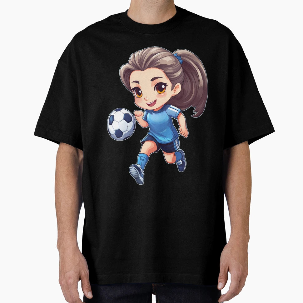 Happy Playing Football Blue Team T-Shirt - Novelty Apparel for Adults - T-Shirt, Sweatshirt, Hoodie