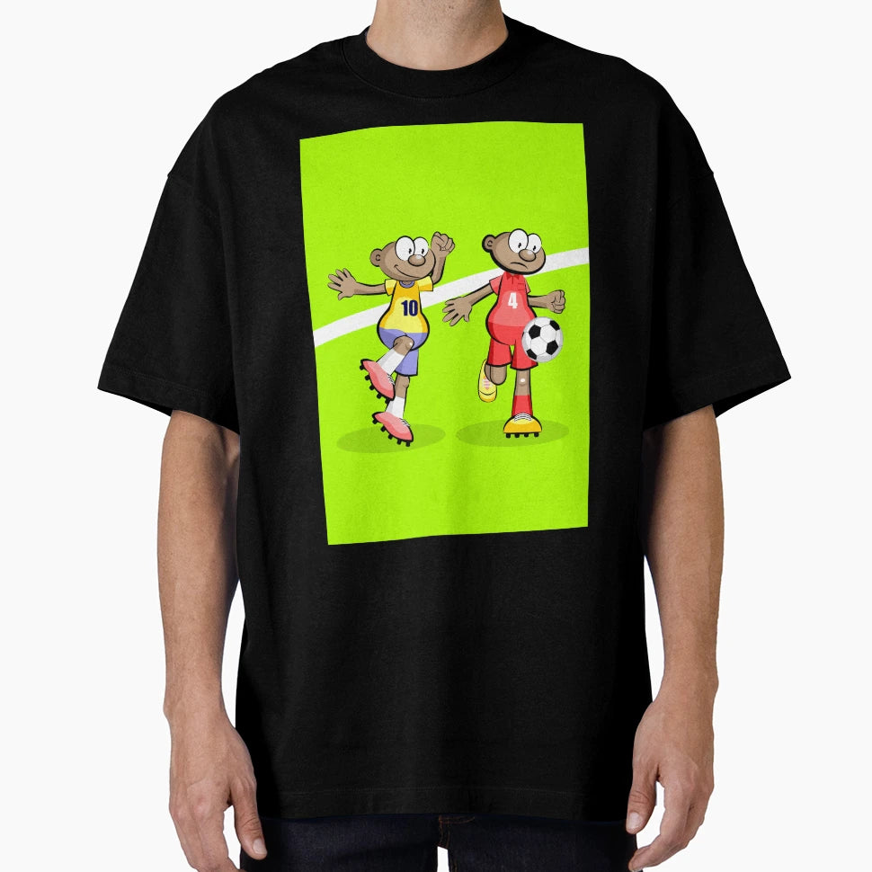 Two Soccer Players Running Behind Ball T-Shirt - Minimalist Print Unisex - T-Shirt, Sweatshirt, Hoodie