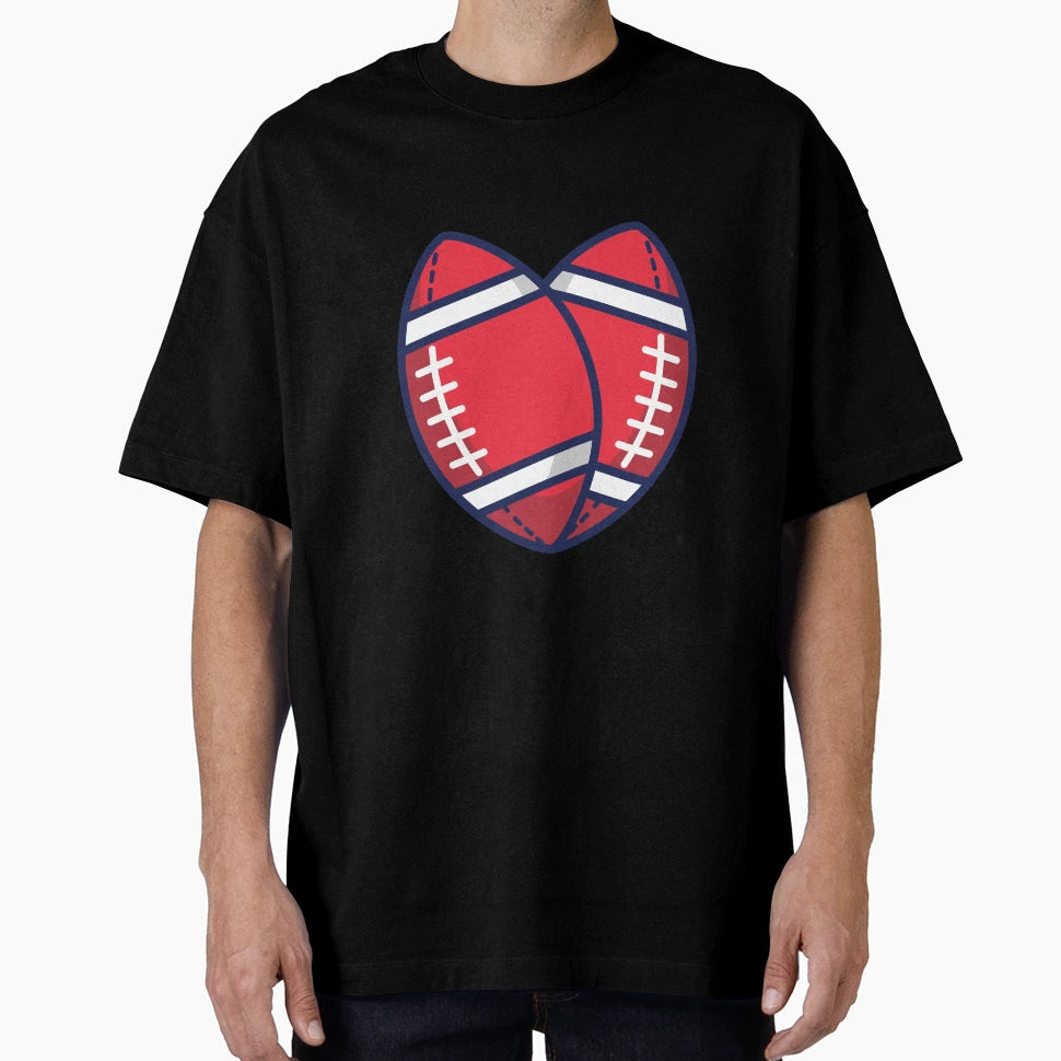American Football Sports Love Heart T-Shirt - Aesthetic Graphic Unisex - T-Shirt, Sweatshirt, Hoodie