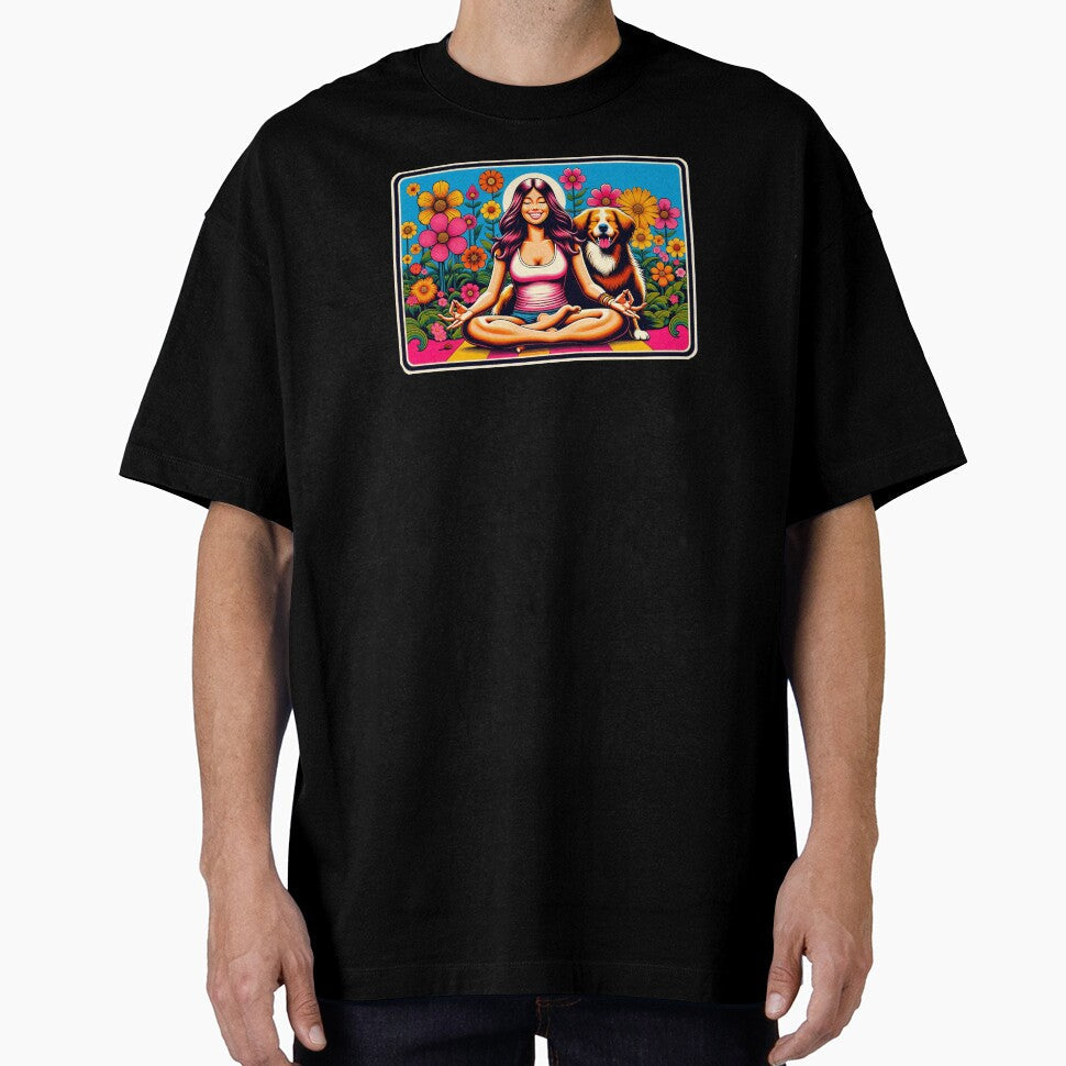 Retro Zen Girl Doggy by CountryBreezes - Adult & Kids T-Shirts, Sweatshirts & Hoodies apparel design preview 1