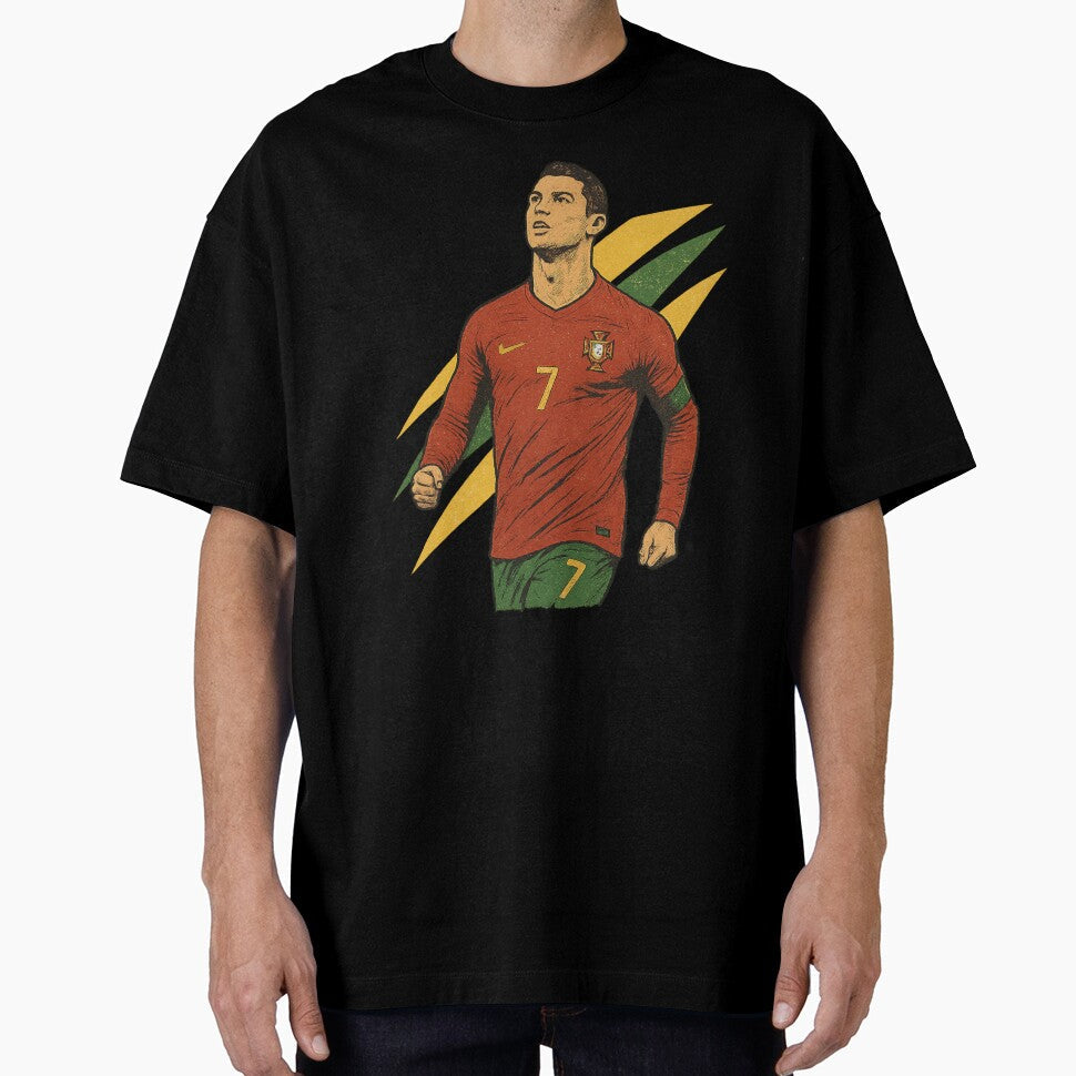 Cristiano Ronaldo Retro Portugal Football Art Vintage - Adult & Kids T-Shirts, Sweatshirts & Hoodies apparel design preview 1