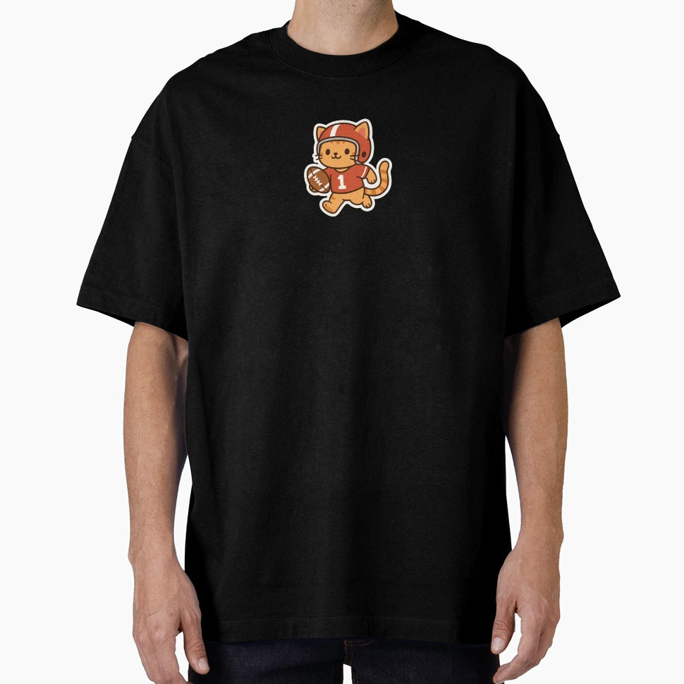 Football Cat Sports Kitty T-Shirt - Minimalist Print Men Women - T-Shirt, Sweatshirt, Hoodie