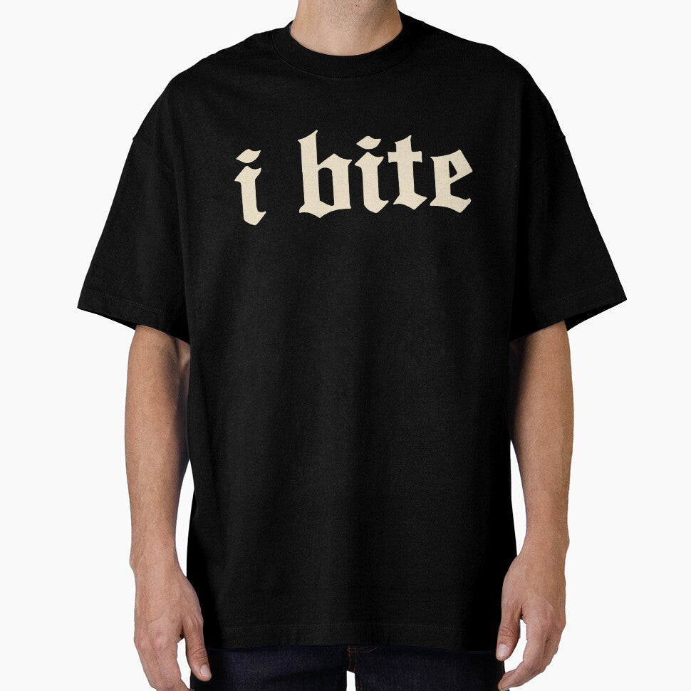 I Bite Gothic Text Minimal Statement Design by - Adult & Kids T-Shirts, Sweatshirts & Hoodies apparel design preview 1