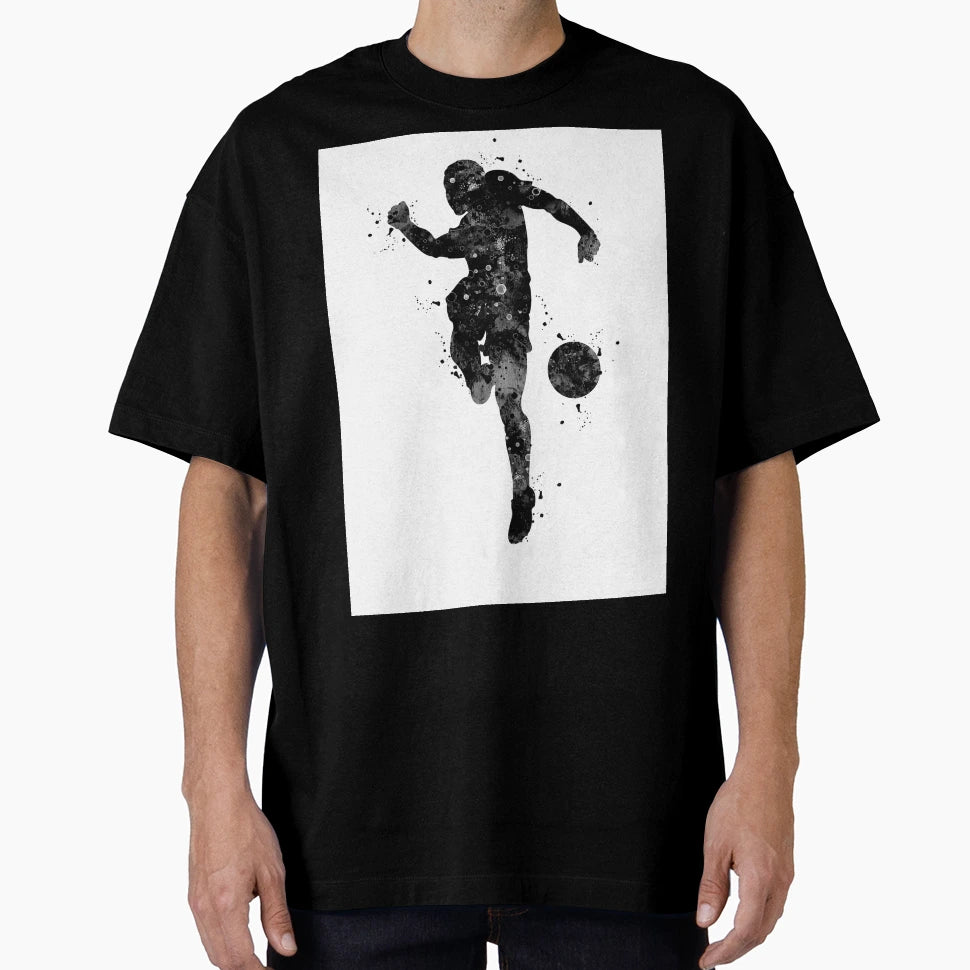 Soccer Player Black And White T-Shirt - Minimalist Print Men Women - T-Shirt, Sweatshirt, Hoodie