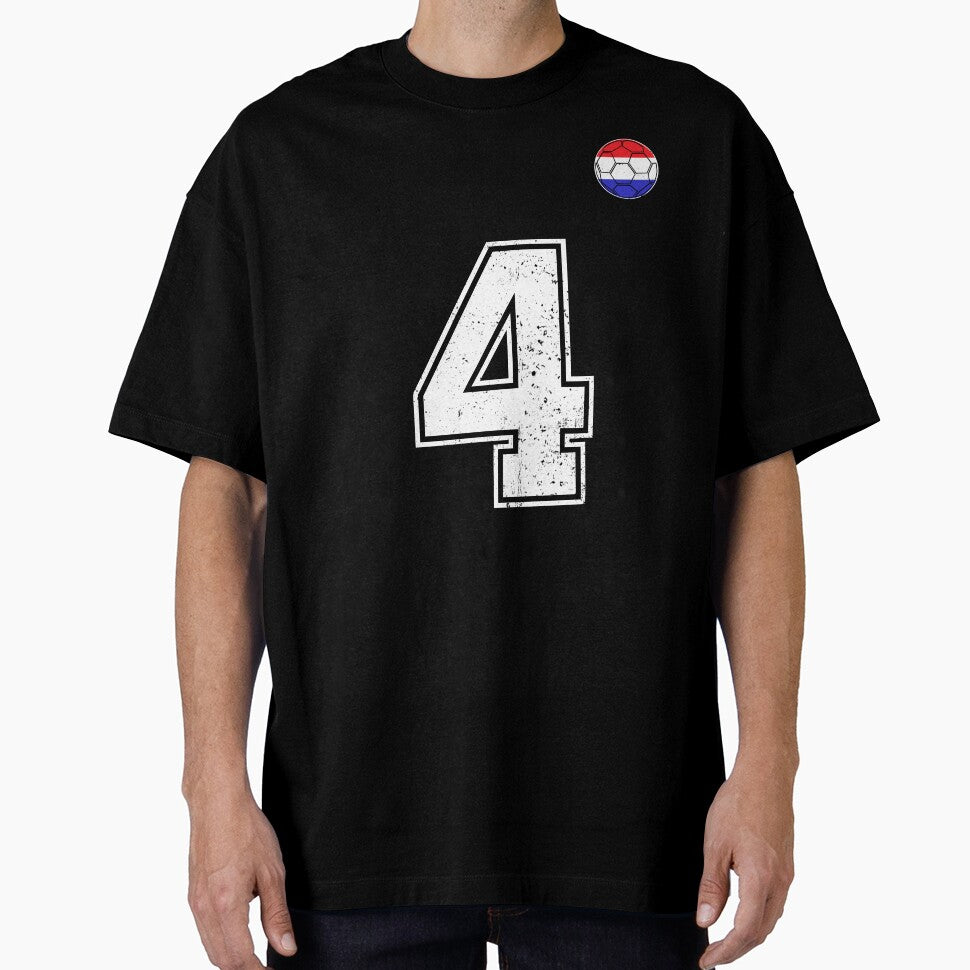 Netherlands Soccer Number 4 Vintage Sports Fan by - Adult & Kids T-Shirts, Sweatshirts & Hoodies apparel design preview 1