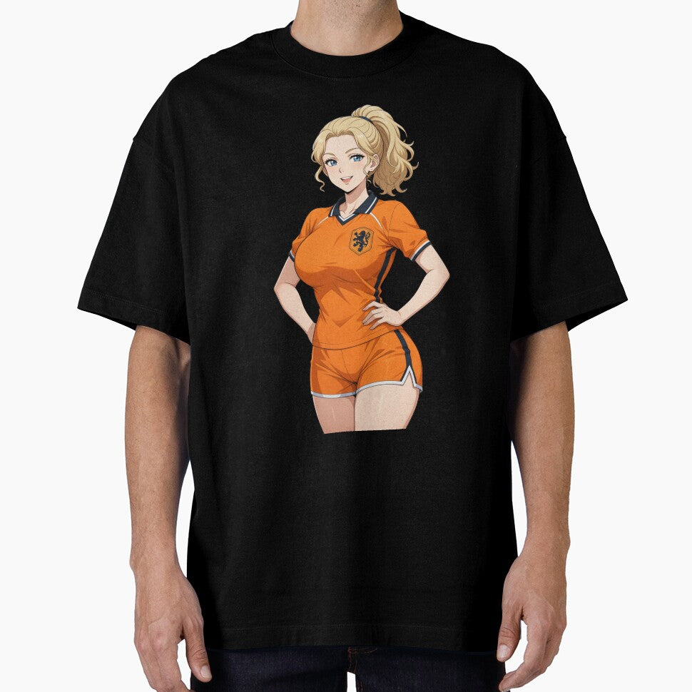 Netherlands Football Girl Anime World Cup by - Adult & Kids T-Shirts, Sweatshirts & Hoodies apparel design preview 1