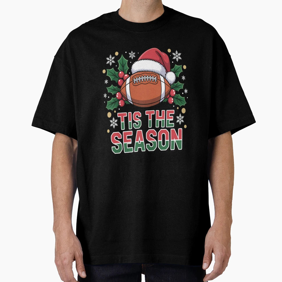 Santa Sports Football Player Tis T-Shirt - Aesthetic Graphic for Adults - T-Shirt, Sweatshirt, Hoodie