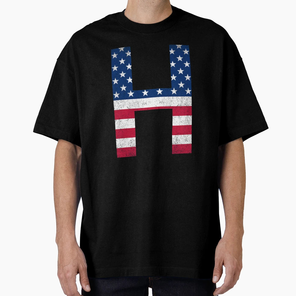 Letter H Capital Alphabet American T-Shirt - Custom Art Print for Adults - T-Shirt, Sweatshirt, Hoodie