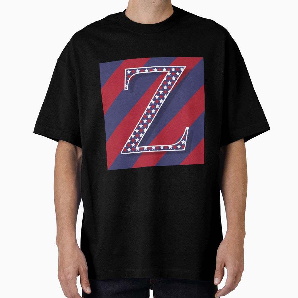 Letter Z Americana Old Glory Red And Blue T-Shirt - Trendy Graphic Unisex - T-Shirt, Sweatshirt, Hoodie