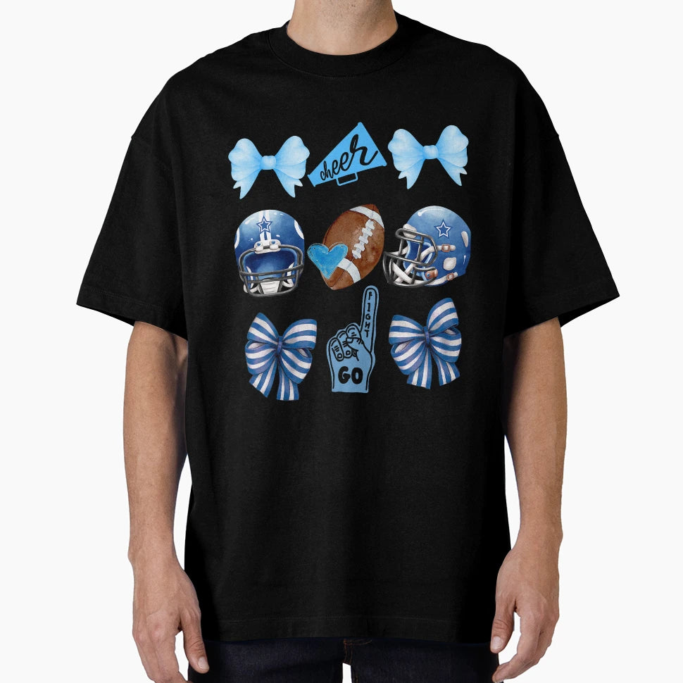 Dallas Blue Bow Cheer Icons T-Shirt - Streetwear Style Men Women - T-Shirt, Sweatshirt, Hoodie