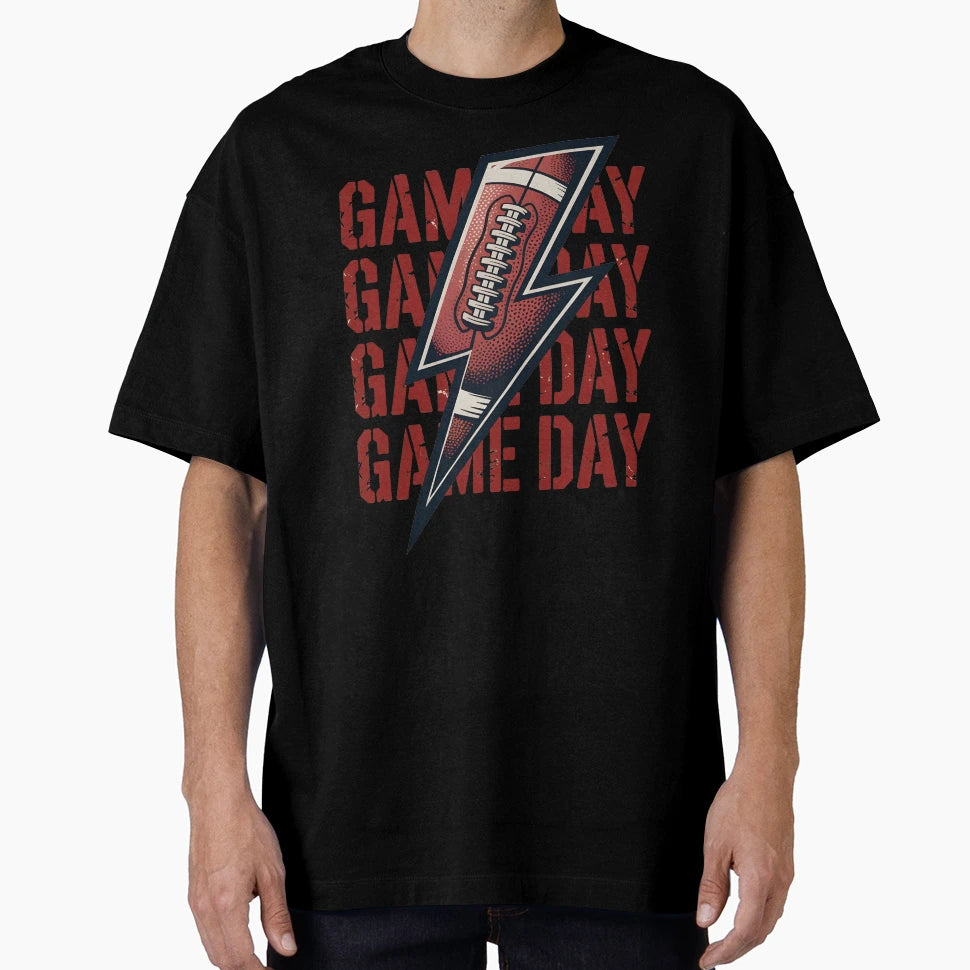 Game Day Lightning Bolt Football Fan T-Shirt - Aesthetic Graphic Unisex - T-Shirt, Sweatshirt, Hoodie