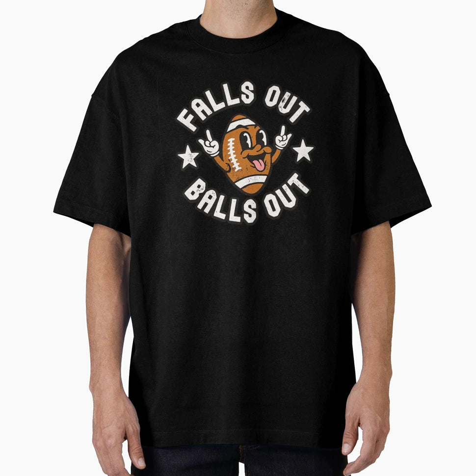 Falls Out Balls Out Funny Football T-Shirt - Minimalist Print for Adults - T-Shirt, Sweatshirt, Hoodie