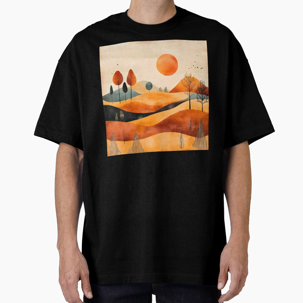 Boho Abstract Art Mountain Landscape Sunrise Modern - Adult & Kids T-Shirts, Sweatshirts & Hoodies apparel design preview 1