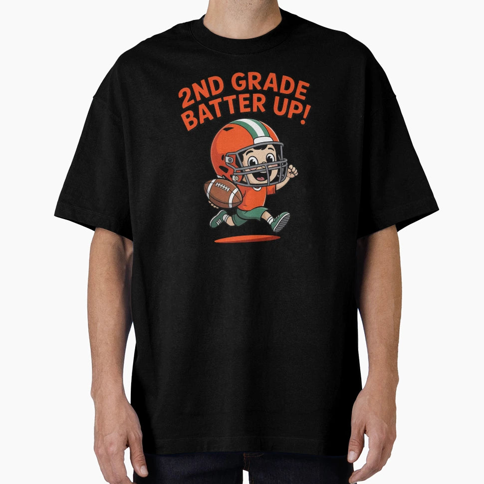 2Nd Grade Batter Up American Football Back T-Shirt - Trendy Graphic Unisex - T-Shirt, Sweatshirt, Hoodie