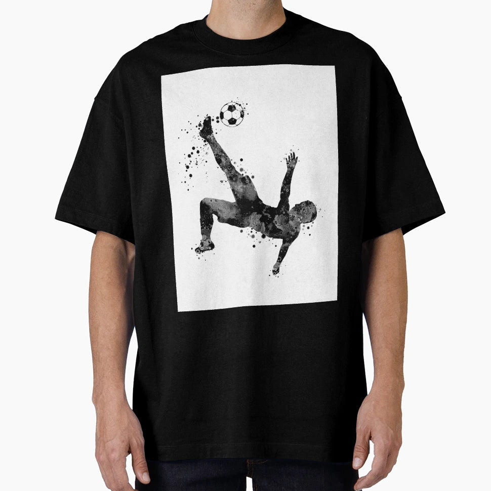 Soccer Player Bicycle Kick Black And T-Shirt - Unique Graphic Men Women - T-Shirt, Sweatshirt, Hoodie