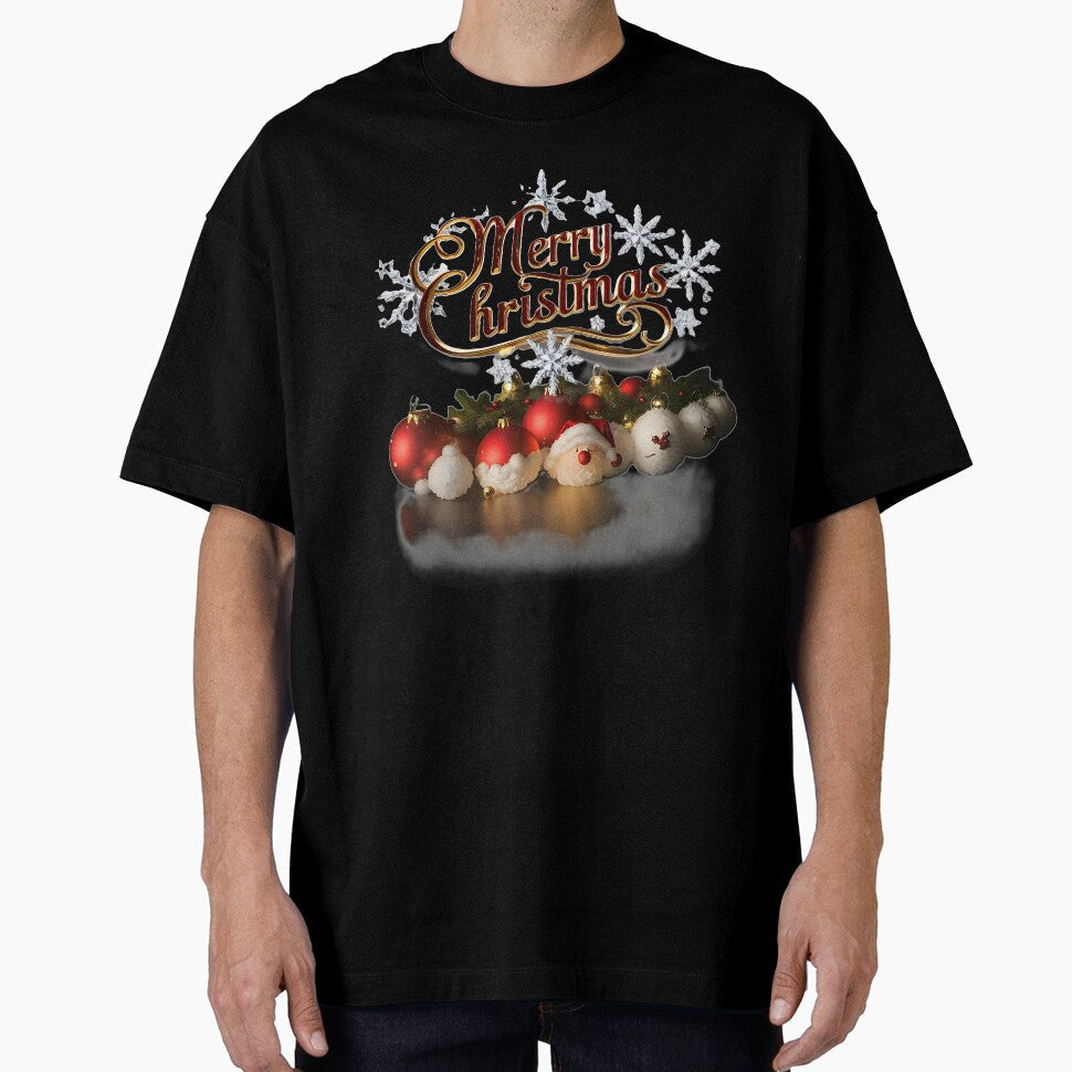 Festive "Merry Christmas" with Snowflakes, Ornaments, - Adult & Kids T-Shirts, Sweatshirts & Hoodies apparel design preview 1