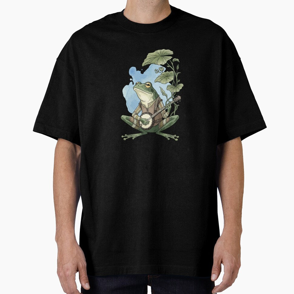 Cute Frog Playing Banjo Aesthetic by StudioJohan - Adult & Kids T-Shirts, Sweatshirts & Hoodies apparel design preview 1
