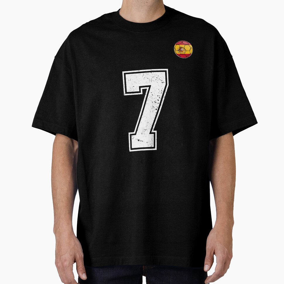 Spain Soccer Number 7 Vintage Sports Fan by - Adult & Kids T-Shirts, Sweatshirts & Hoodies apparel design preview 1