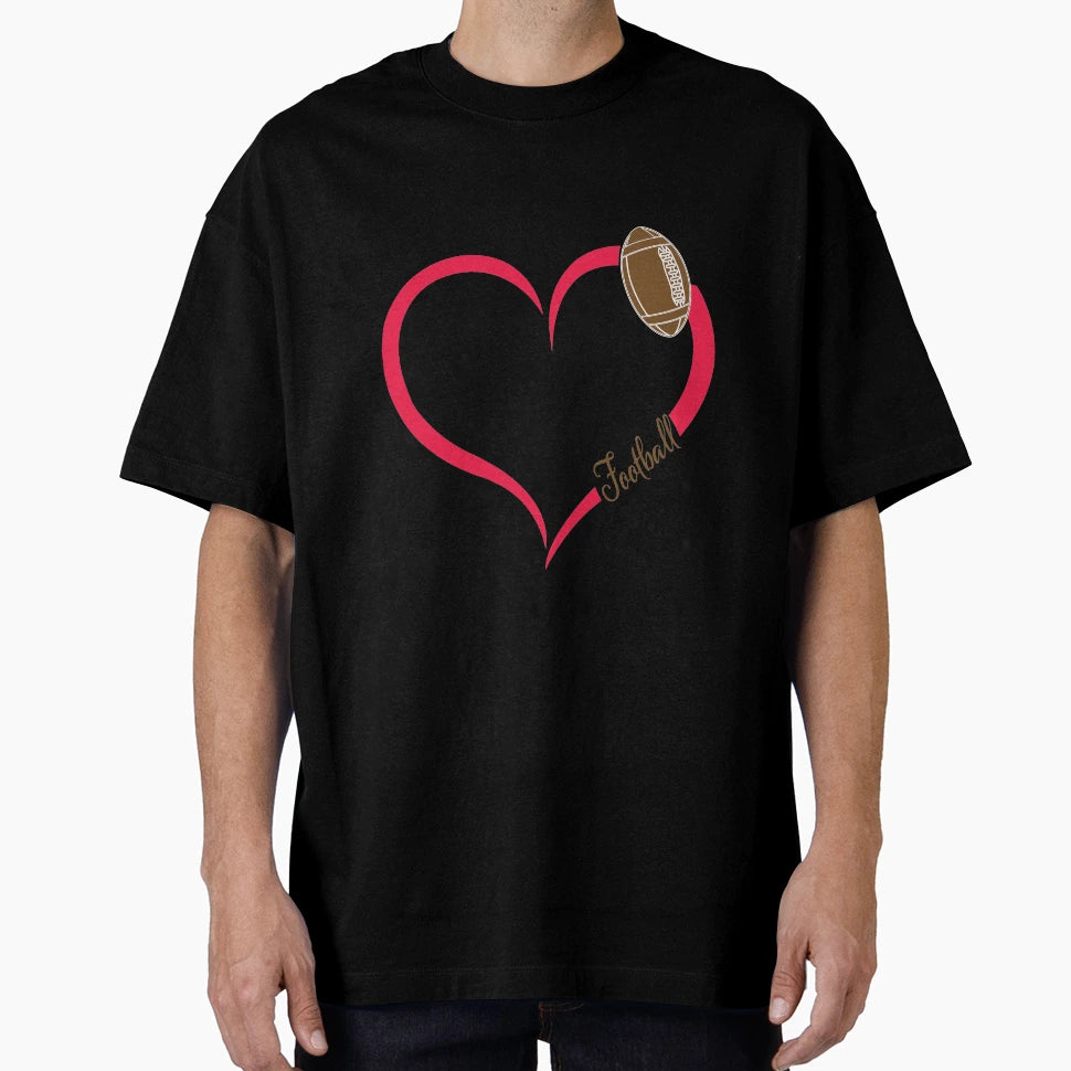 Football Heart Love T-Shirt - Fun Novelty Design for Adults - T-Shirt, Sweatshirt, Hoodie
