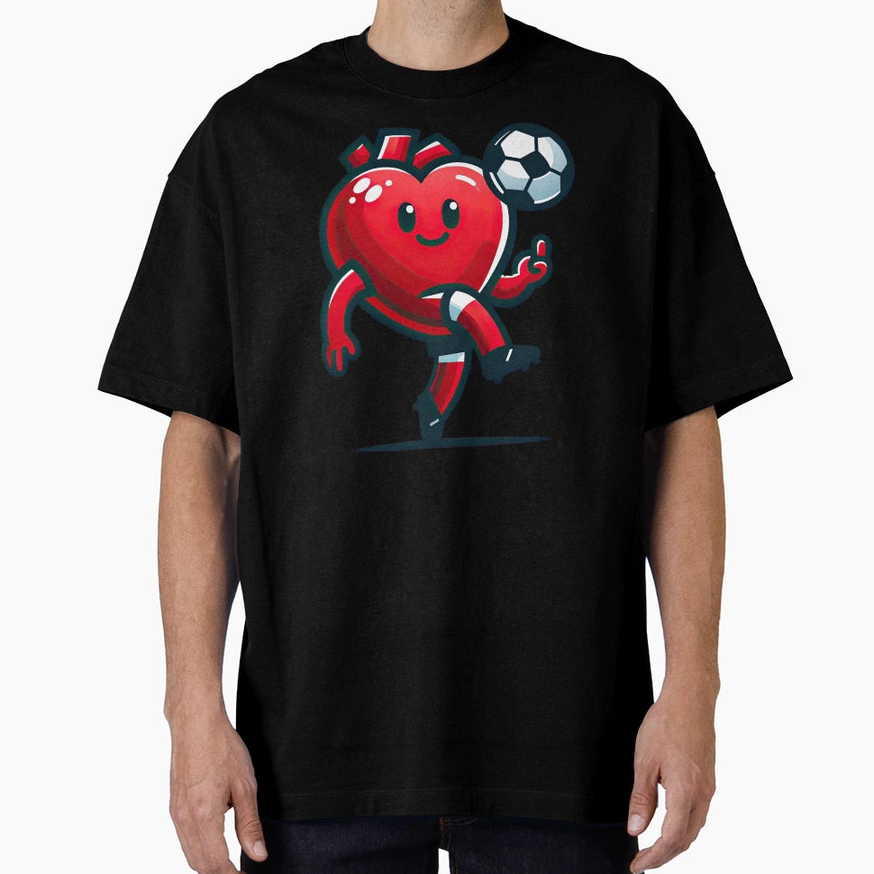 Heart Soccer Football Valentines Day T-Shirt - Minimalist Print for Adults - T-Shirt, Sweatshirt, Hoodie