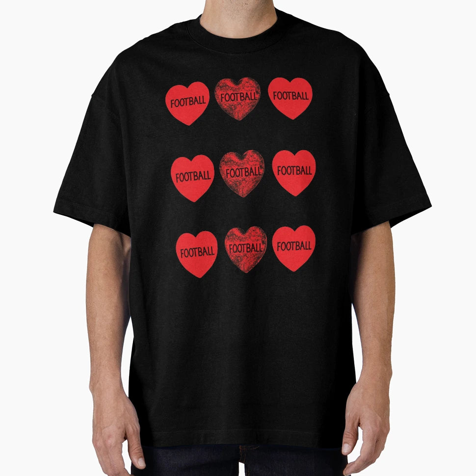Love Football Hearts T-Shirt - Custom Art Print Men Women - T-Shirt, Sweatshirt, Hoodie