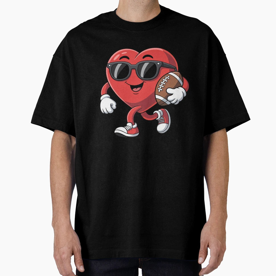 Heart American Football Valentines Day T-Shirt - Trendy Graphic Men Women - T-Shirt, Sweatshirt, Hoodie