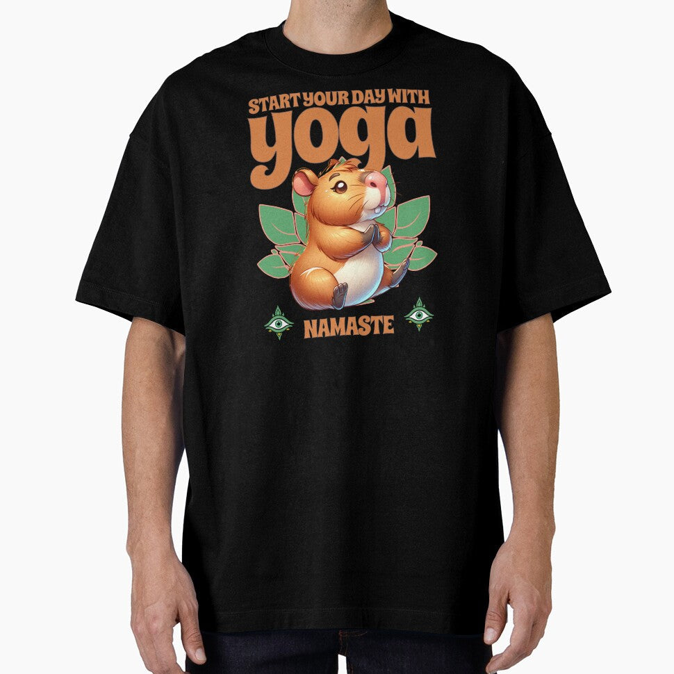 Namaste Capybara Yoga Start Your Day with Positive - Adult & Kids T-Shirts, Sweatshirts & Hoodies apparel design preview 1