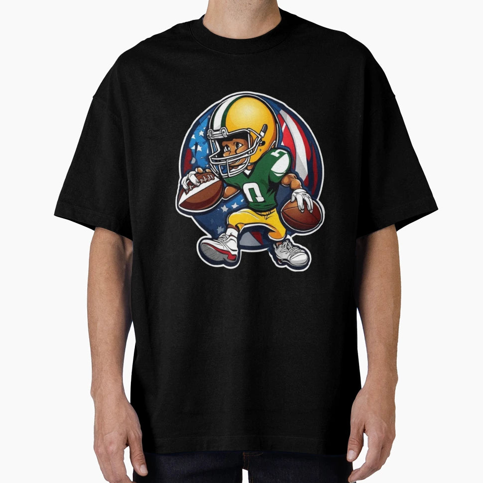 Cartoon Character Playing Football T-Shirt - Streetwear Style Men Women - T-Shirt, Sweatshirt, Hoodie