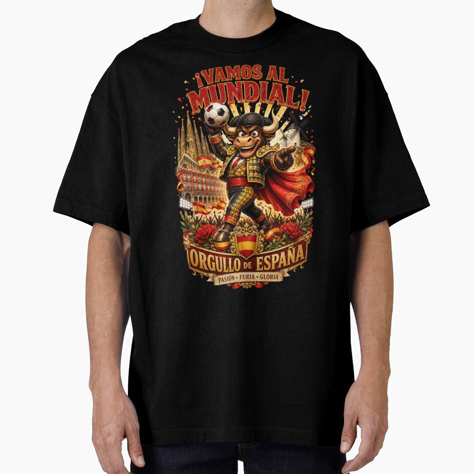 Spain World Cup 2026 Bull Fan Art by Retro Arabica - Adult & Kids T-Shirts, Sweatshirts & Hoodies apparel design preview 1